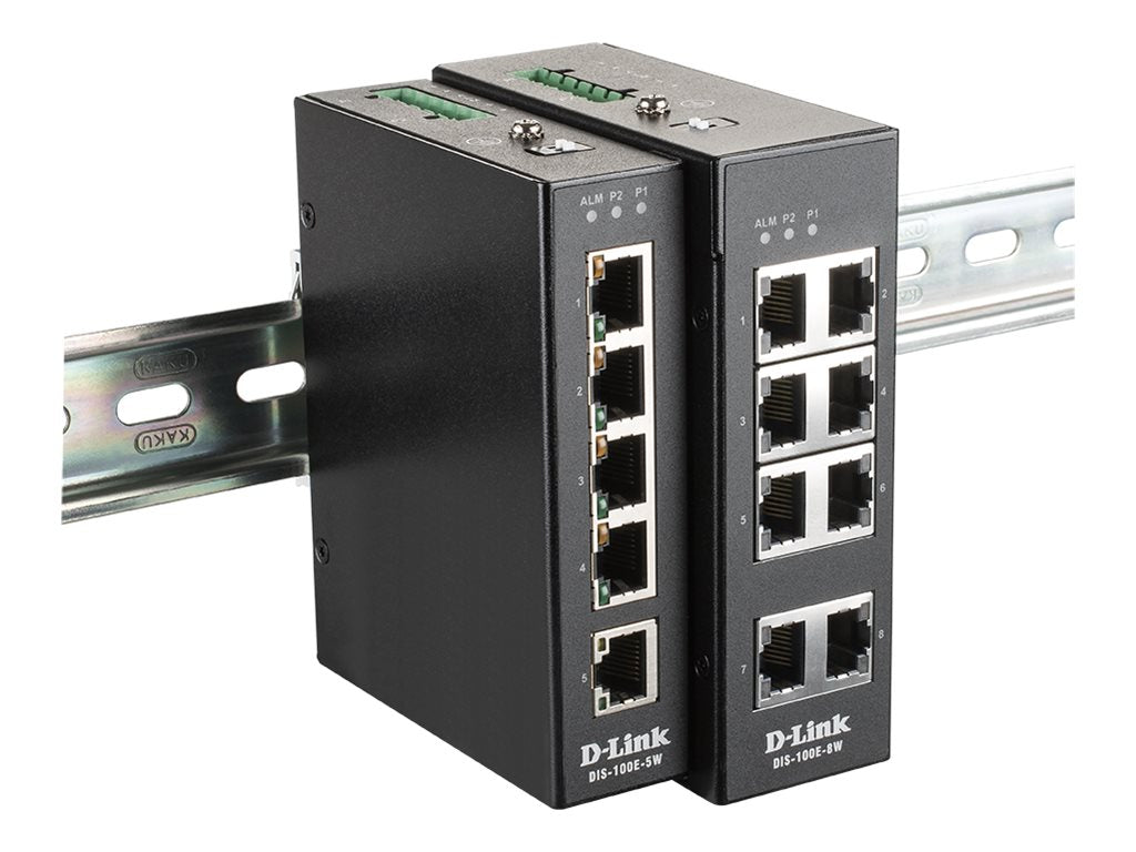 D-LINK DIS-100E-5W 5-Port Unmanaged Fast Ethernet Industrie Switch Vorderansicht
