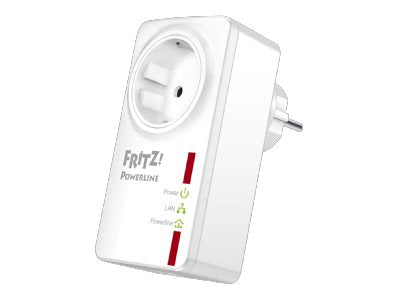 AVM FRITZ!Powerline 530E Set - 2x Netzwerkadapter f.Steckdose - bis zu 500 MBit/s - AES 128-Bit Verschluesselung -  integr.Steckdose