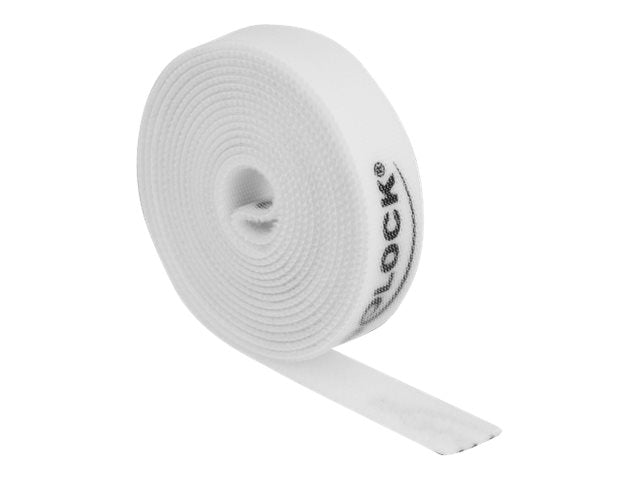 DELOCK Klettband auf Rolle L 2m x B 15mm weiss - Vorderansicht