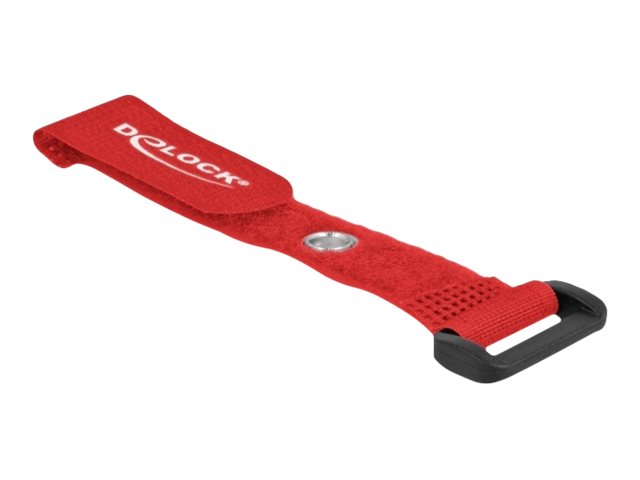 DELOCK Klett-Kabelbinder mit Schlaufe und Befestigungsöse L 150 x B 20mm rot 5 Stück