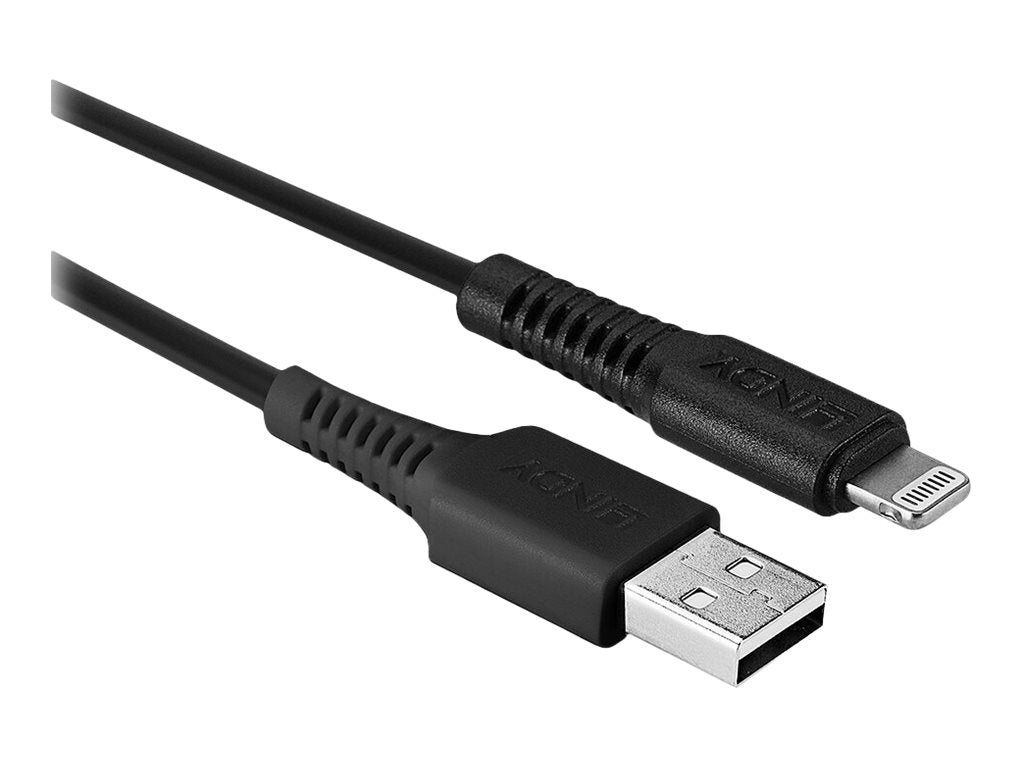 LINDY 3m USB an Lightning Kabel schwarz - Anschlussansicht