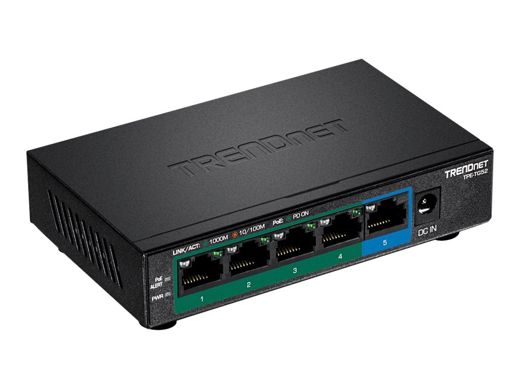 TRENDNET TPE-TG52 5-Port PoE Switch Rückansicht