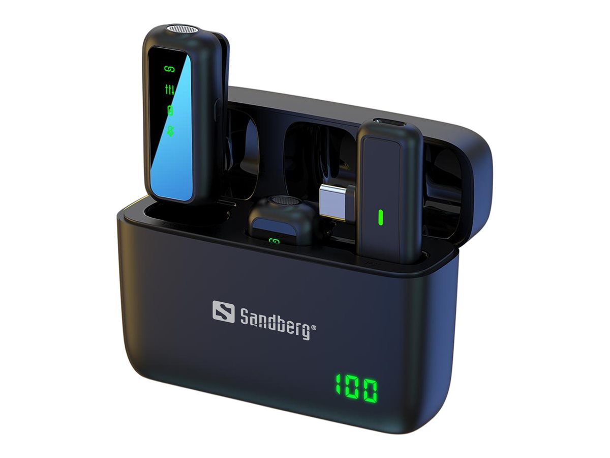 SANDBERG Streamer USB-C Wireless Mic x2 Vorderansicht
