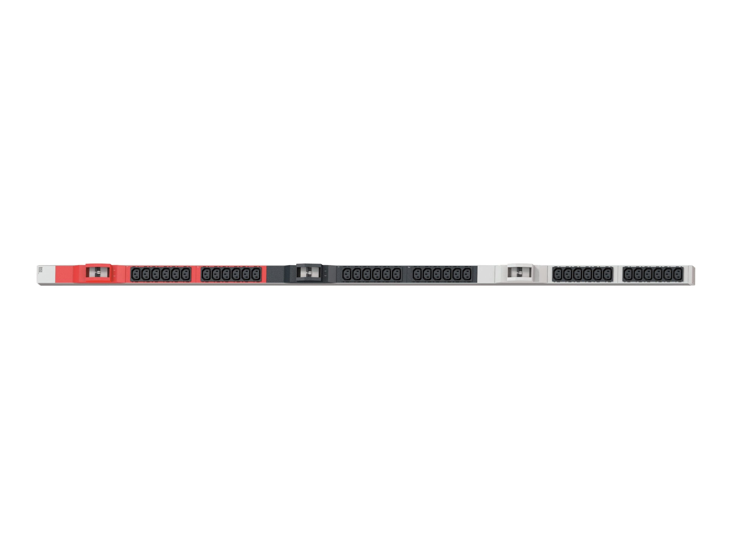 BACHMANN IT PDU ALU 1HE 36x C13 6x Leitungsschutzschalter CEE 3x32A rot - Vorderansicht