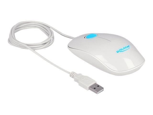 DELOCK Optische 3-Tasten LED Maus USB Typ-A weiss - Vorderansicht