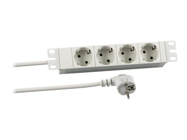 EFB 25,4cm 10Zoll 1HE Steckdosenleiste 4 x CEE7/3 RAL7035 - Vorderansicht