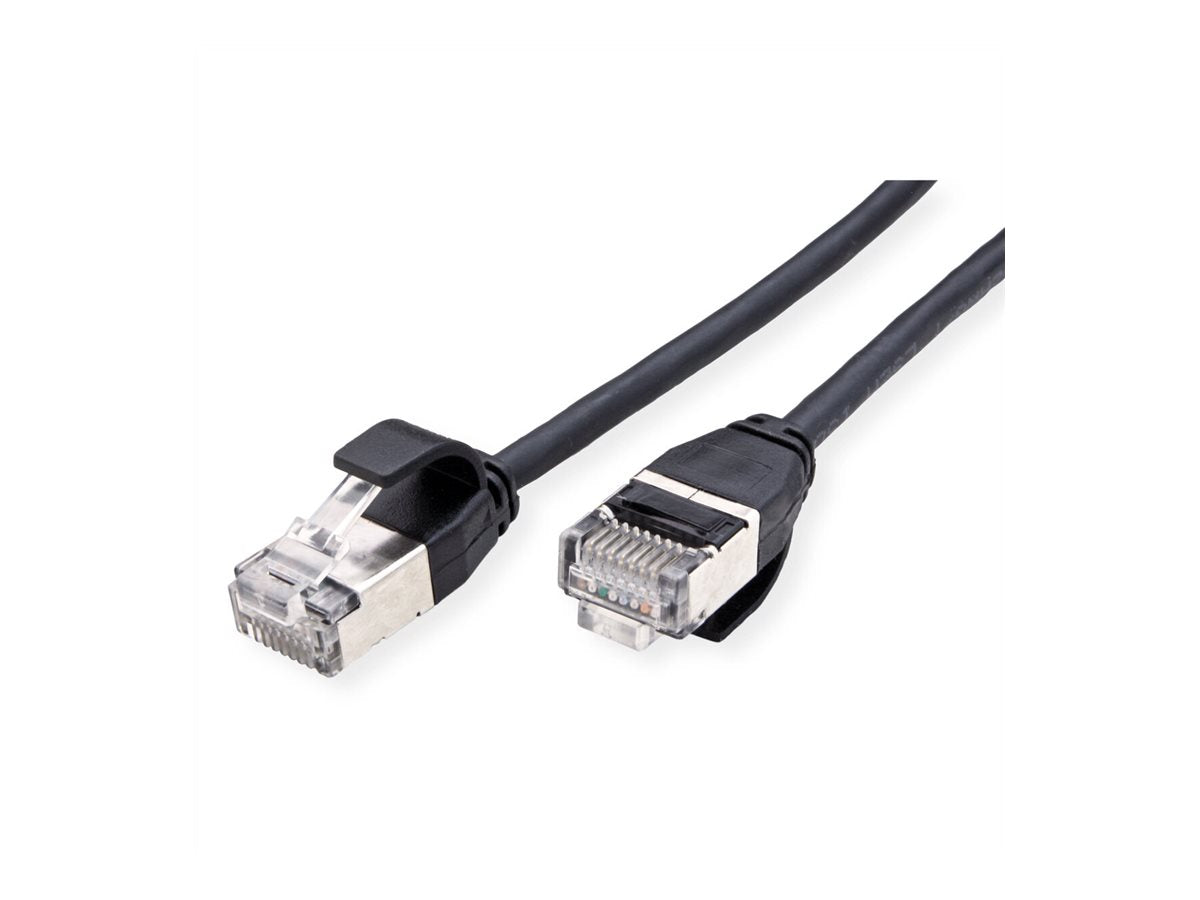 ROLINE U/FTP DataCenter Patchkabel Kat 6A Class EA LSOH slim schwarz 2m Vorderansicht