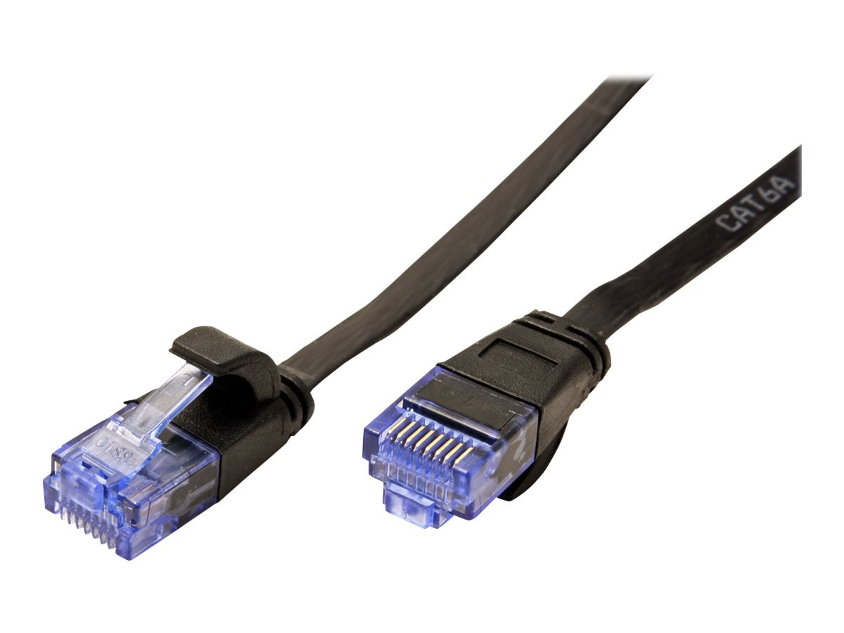VALUE Patchkabel Kat.6A Class EA UTP schwarz 0,5m extra-flach Vorderansicht