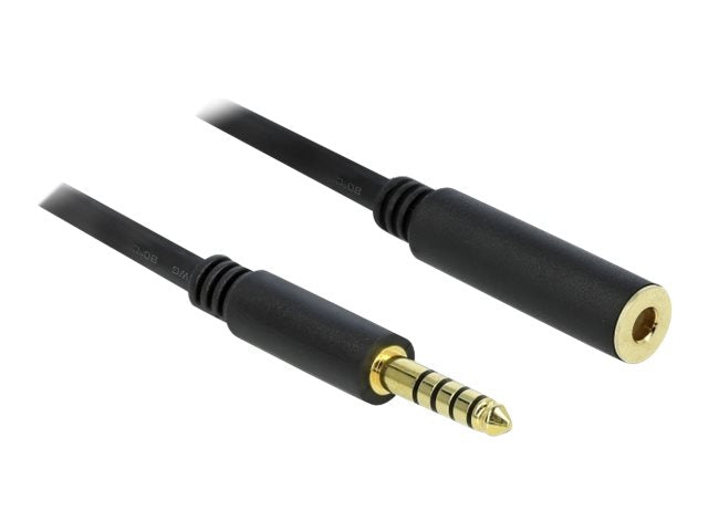 DELOCK Verlängerungskabel Klinke 4,4 mm 5 Pin Stecker zu Buchse 1 m schwarz - Vorderansicht