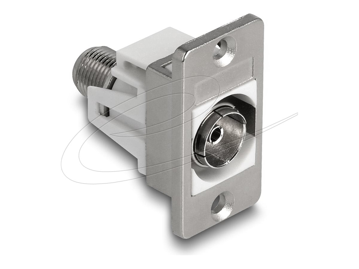 DELOCK Panel Mount IEC Buchse zu F Buchse silber / weiss - Vorderansicht