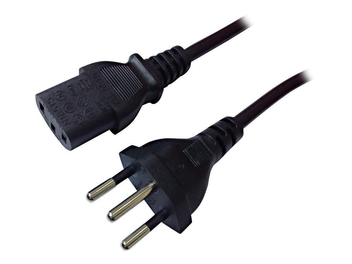 ASSMANN Schweizer Netzkabel schwarz SEV 1011 Stecker auf IEC C13 Buchse 1,8m - Vorderansicht
