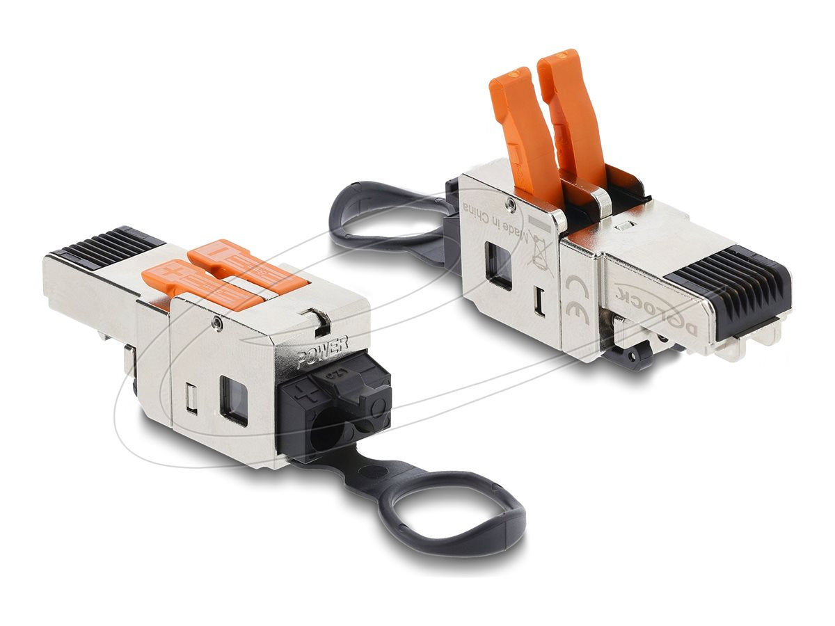 DELOCK RJ45 Stecker mit Klemmverschluss 2 Pin +/- werkzeugfrei - Vorderansicht