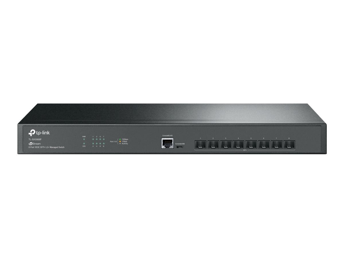 TP-LINK SX3008F Omada 8-Port 10GE SFP+ L2+ Managed Switch 8x 10G SFP+ Slots RJ45/Micro-USB Console Port