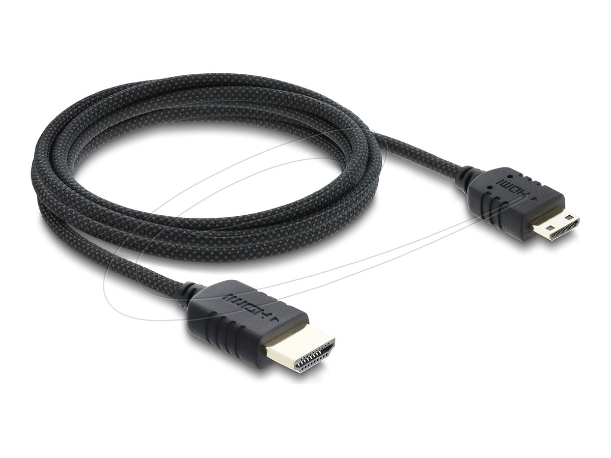 DELOCK Koaxiales High Speed HDMI Kabel HDMI Stecker zu Mini HDMI Stecker 8K 60 Hz mit Geflechtmantel 2m