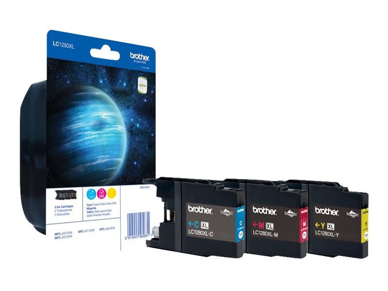 BROTHER LC-1280 Tinte cyan, magenta und gelb Vorderansicht