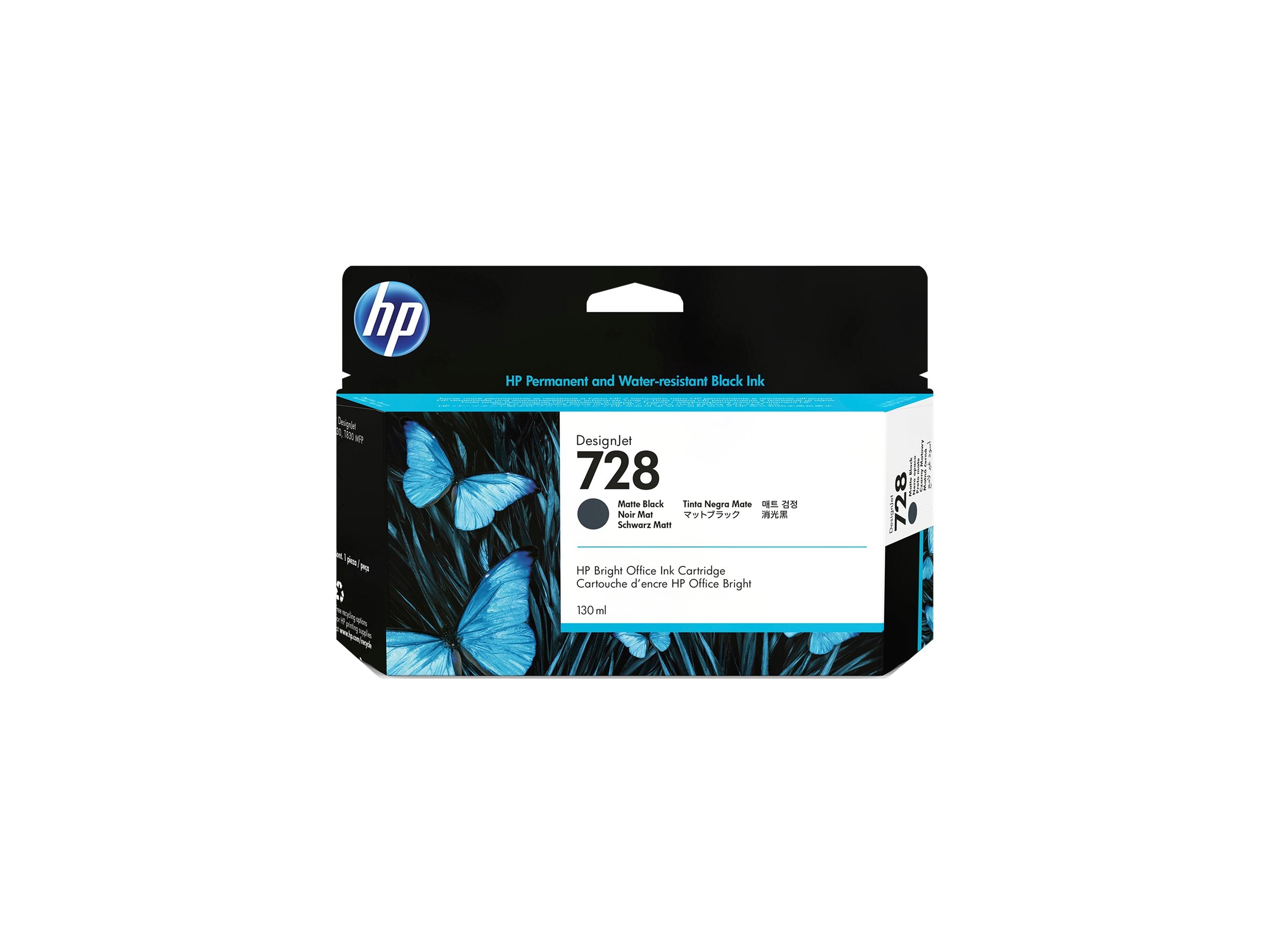 HP 728 130-ml Matte Black DesignJet Ink Cartridge Verpackung