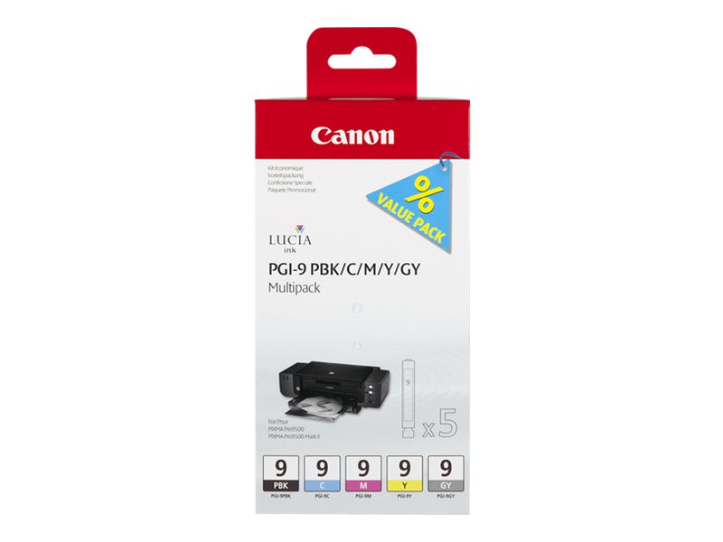 CANON 1LB PGI-9 PBK C M Y GY Tintenbehälter Verpackung