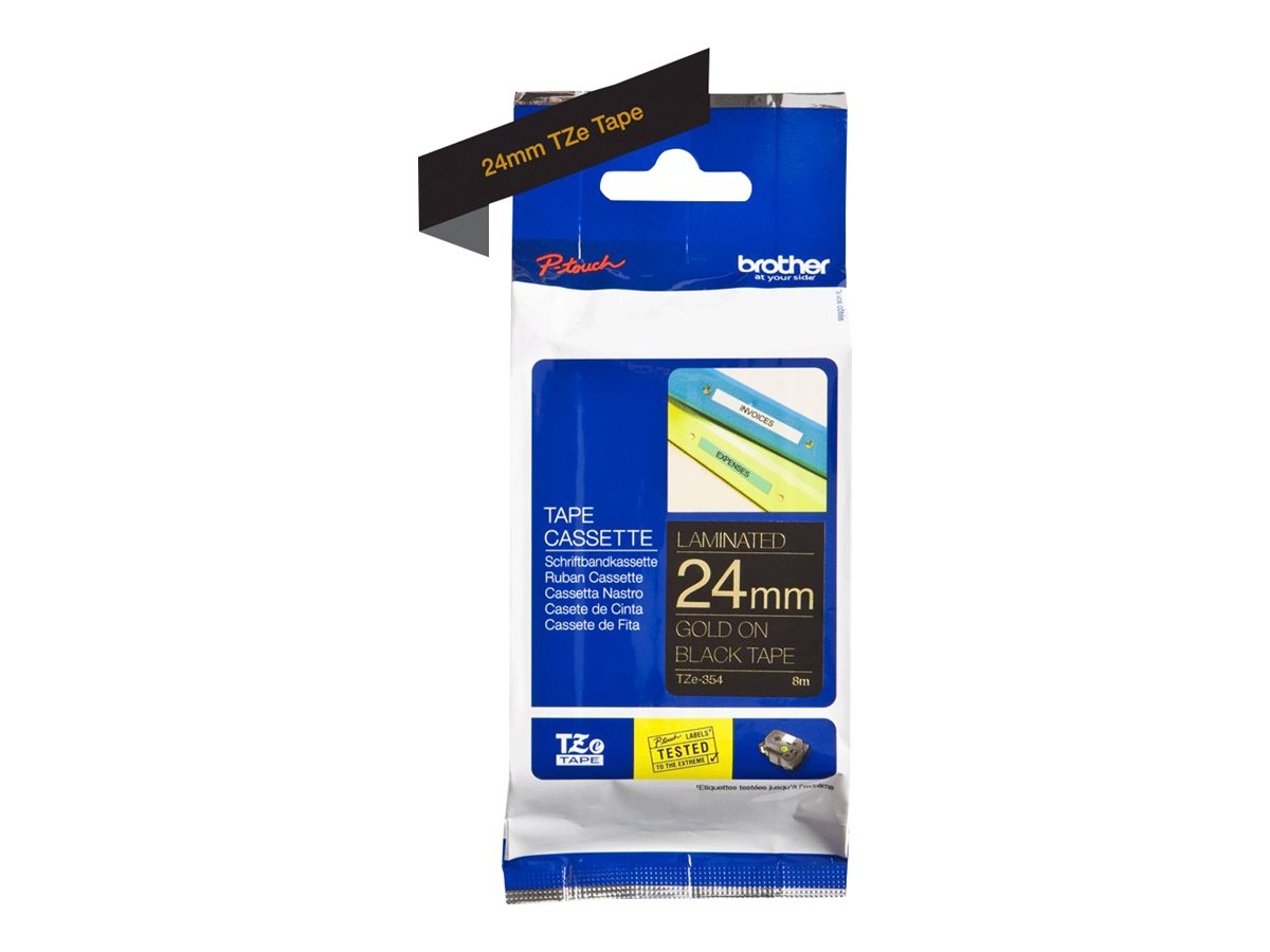 BROTHER P-Touch 24mm black/gold ribbon tape Vorderansicht