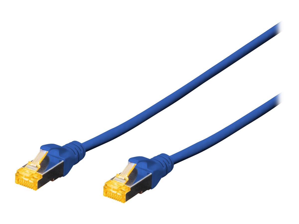DIGITUS CAT 6A S-FTP Patchkabel Cu LSZH AWG 26/7 0,25 m Blau - Vorderansicht