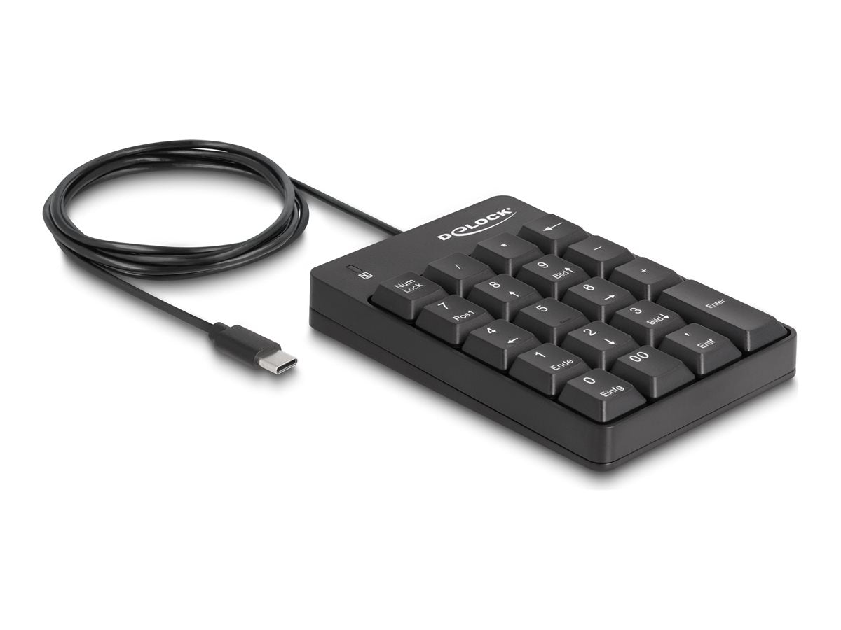 DELOCK USB Type-C Nummernblock 19 Tasten schwarz - Vorderansicht
