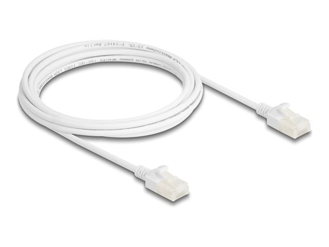 DELOCK RJ45 Netzwerkkabel Cat.6A Stecker zu Stecker mit robuster Rastnase Industrietauglich U/UTP Slim 3 m weiss