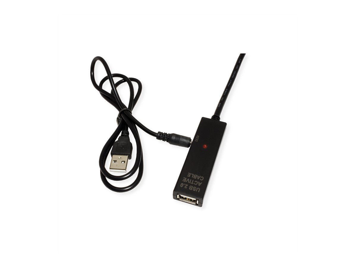 VALUE USB 2.0 Verlängerung aktiv mit Repeater A-C schwarz 10m - Vorderansicht