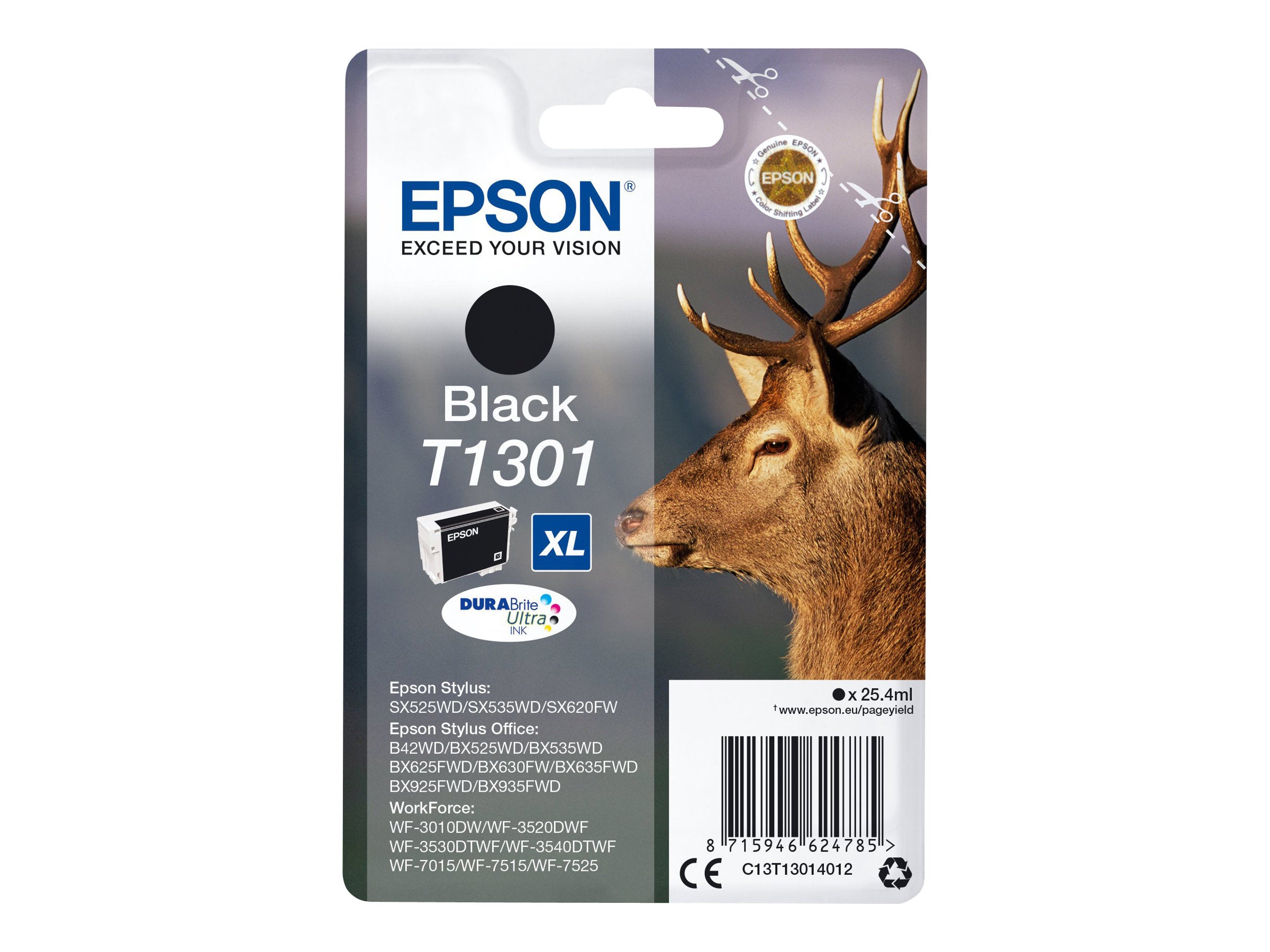 EPSON T1301 Tintenpatrone schwarz Vorderansicht