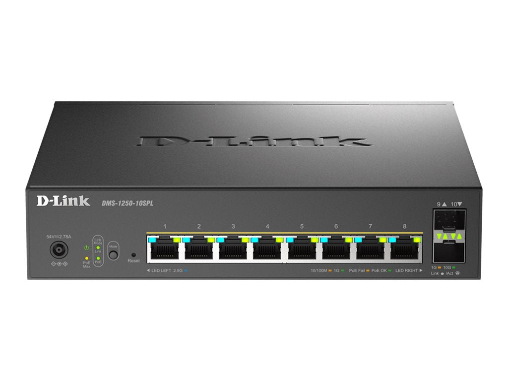 D-LINK DMS-1250-10SPL/E 8-Port PoE Multi-Gigabit Smart Managed Switch Vorderansicht
