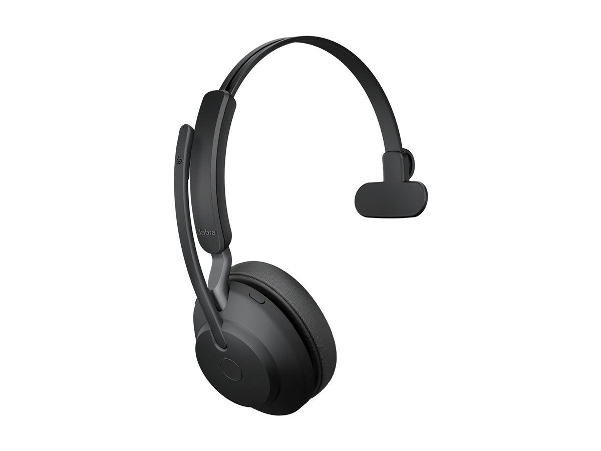 JABRA Evolve2 65 UC Mono Headset on-ear convertible Bluetooth wireless USB-A noise isolating black with charging stand