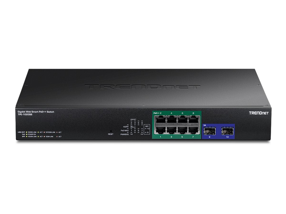 TRENDNET TPE-1020SB 10-Port PoE++ Switch Vorderansicht