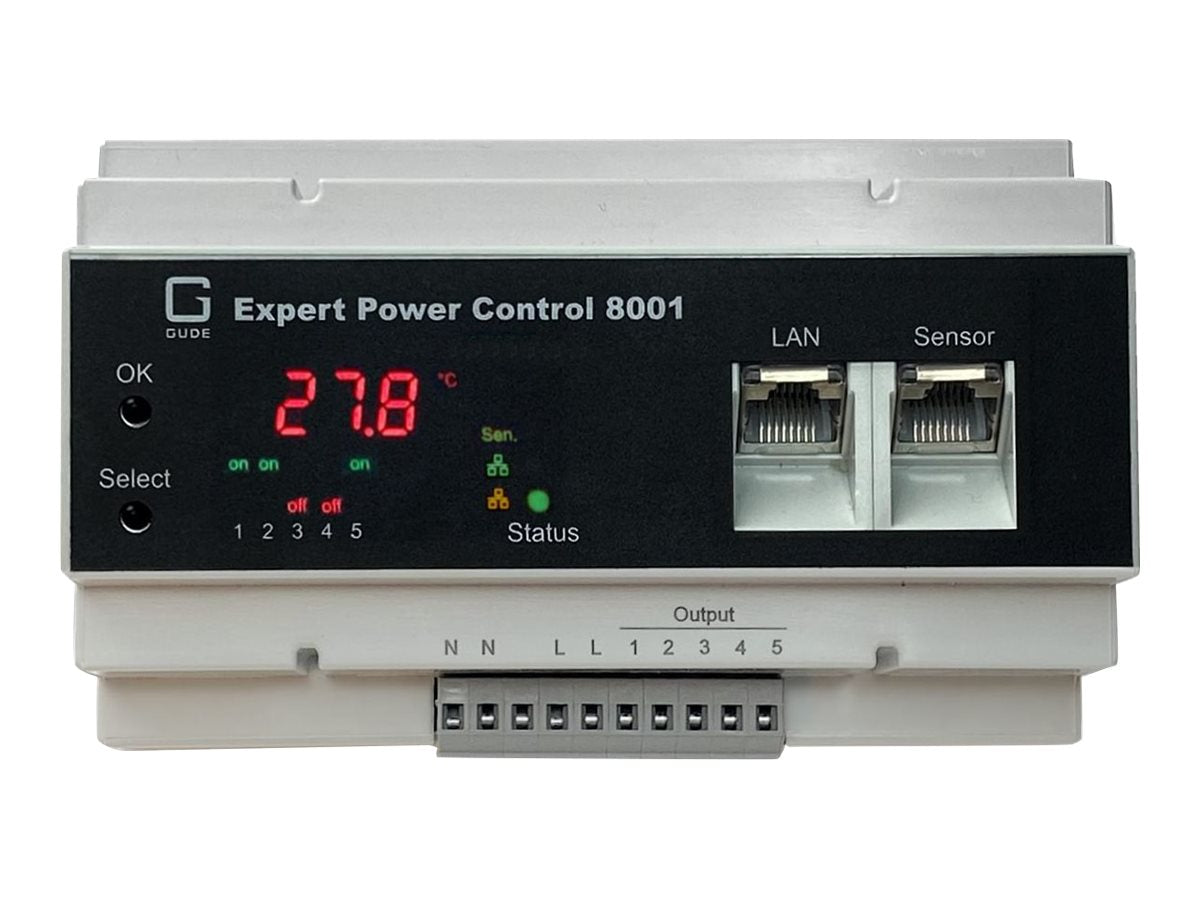 GUDE 8001-1 EPC NET 5x RelaisOut 1x Sensorport Messung Hutschiene DIN Rail