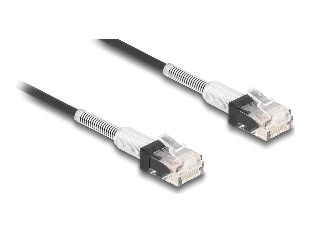 DELOCK RJ45 Netzwerkkabel Cat.6A UTP Slim 2 m schwarz - Vorderansicht