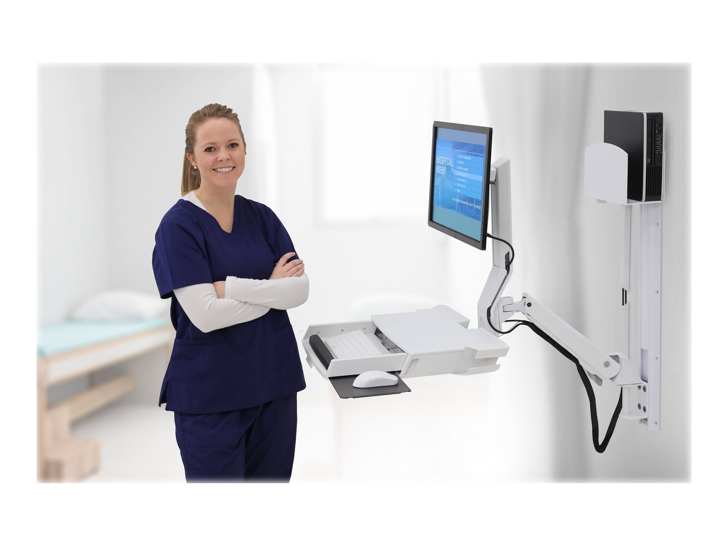 ERGOTRON StyleView® Sit-Stand Combo Ablageflaechen-System weiss fuer LCD bis 61cm 24 Zoll Tastatur max 14