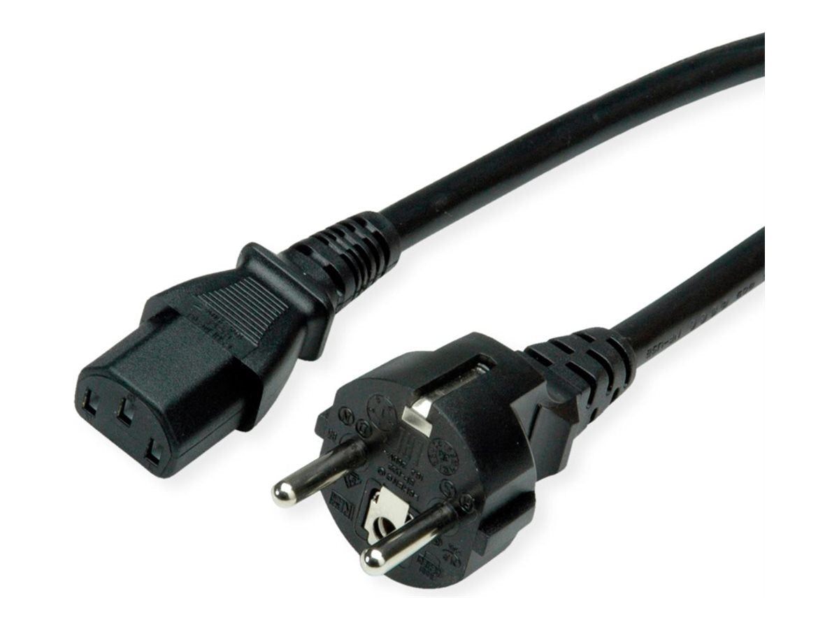 VALUE Netzkabel IEC-Buchse & CEE7/7-Stecker gerade schwarz 1,8m - Vorderansicht
