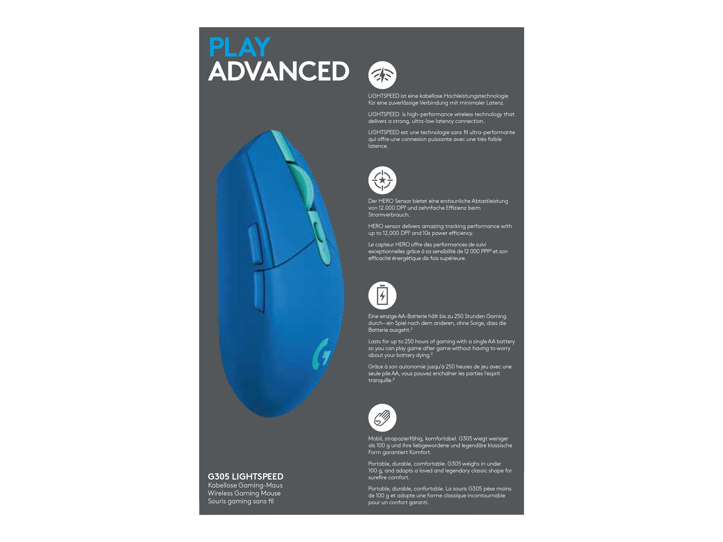 LOGITECH G305 LightSpeed Wireless Gaming Mouse Seitenansicht