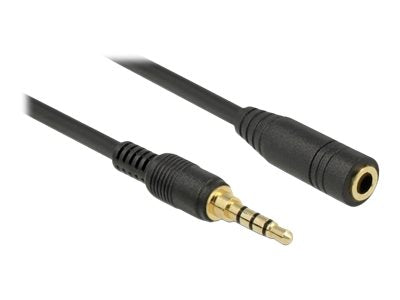 DELOCK Klinkenverlängerungskabel 3,5 mm 4 Pin Stecker zu Buchse 3 m schwarz - Verpackung