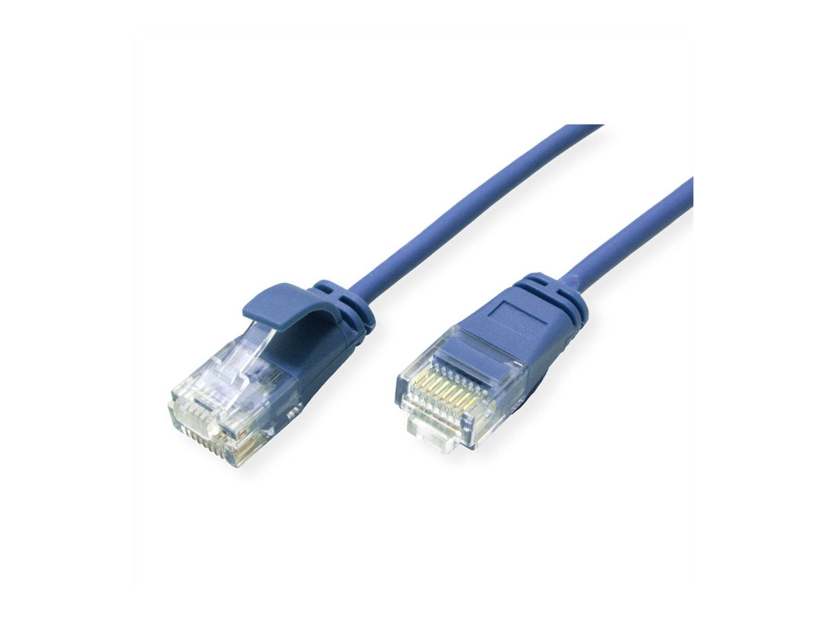 ROLINE UTP DataCenter Patchkabel Kat.6A Class EA LSOH slim blau 0,15m - Verpackung