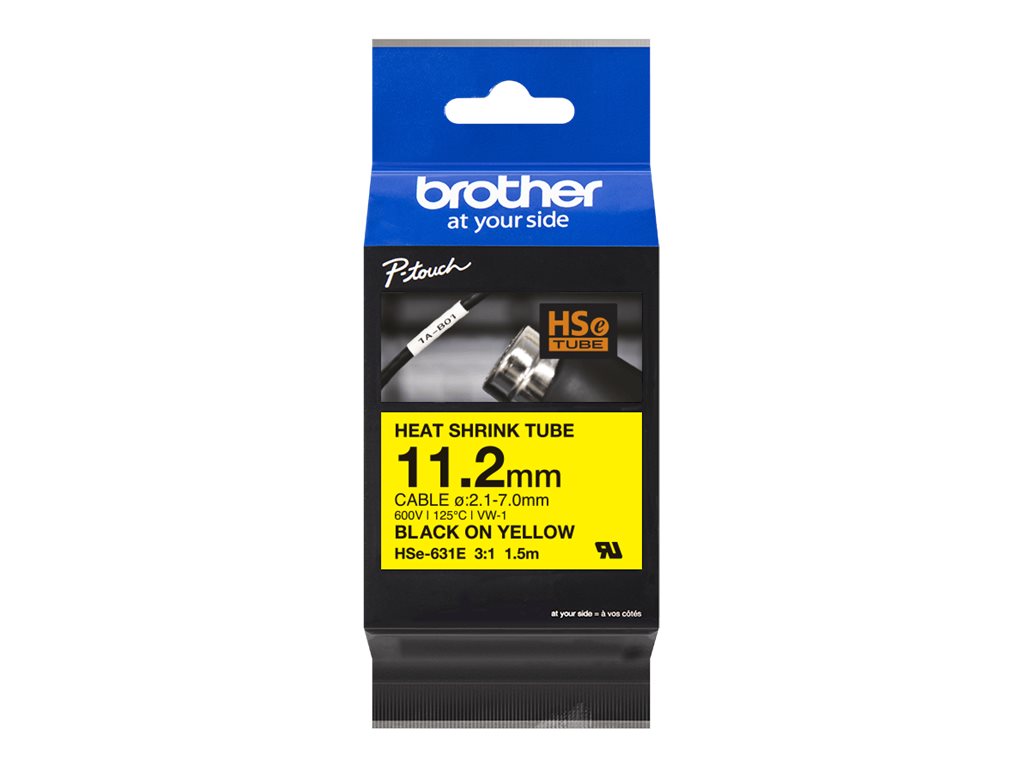 BROTHER Heat Shrink Tube Black on Yellow 11.2mm Detailansicht