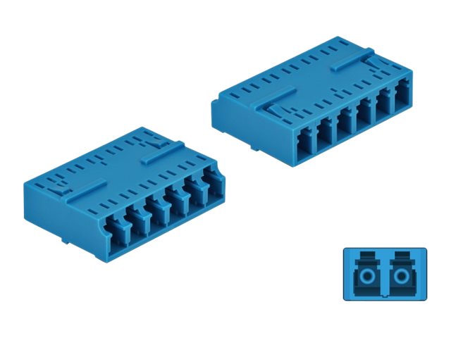 DELOCK LWL Kupplung HD LC Hexaplex Buchse zu LC Hexaplex Buchse blau - Vorderansicht