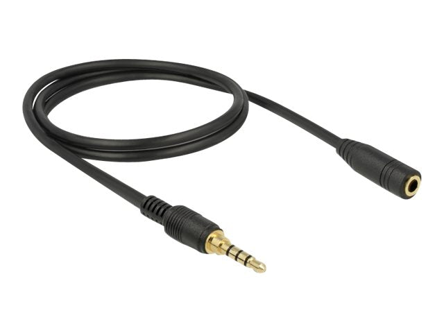 DELOCK Klinkenverlängerungskabel 3,5 mm 4 Pin Stecker zu Buchse 2 m schwarz - Vorderansicht
