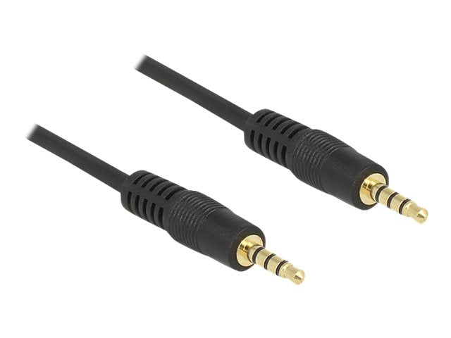 DELOCK Klinkenkabel 3,5mm 4 Pin Stecker zu Stecker 1m schwarz - Vorderansicht