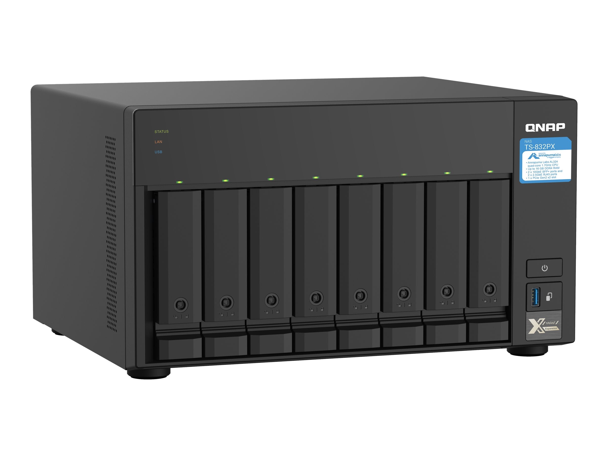 QNAP TS-832PX-4G NAS-Server Seitenansicht