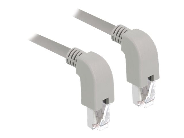 DELOCK Netzwerkkabel RJ45 Cat.6A S/FTP unten/unten gewinkelt 2m - Vorderansicht