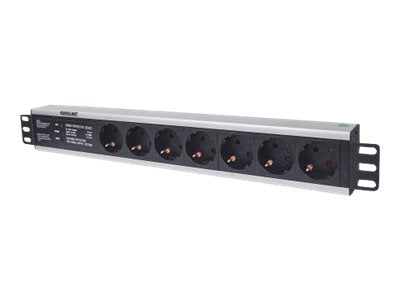 Vorderansicht der INTELLINET 48,3cm 19Zoll Steckdosenleiste 7-fach