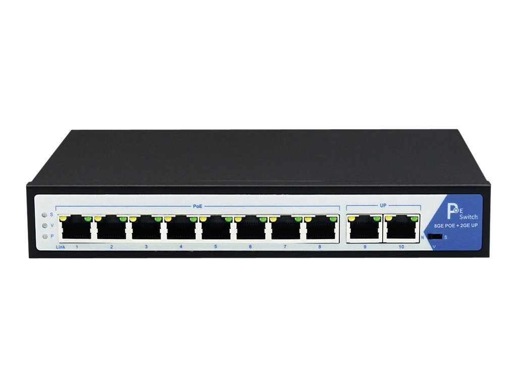 VALUE PoE+ Gigabit Ethernet Switch 8+2 Ports Anschlussmöglichkeiten