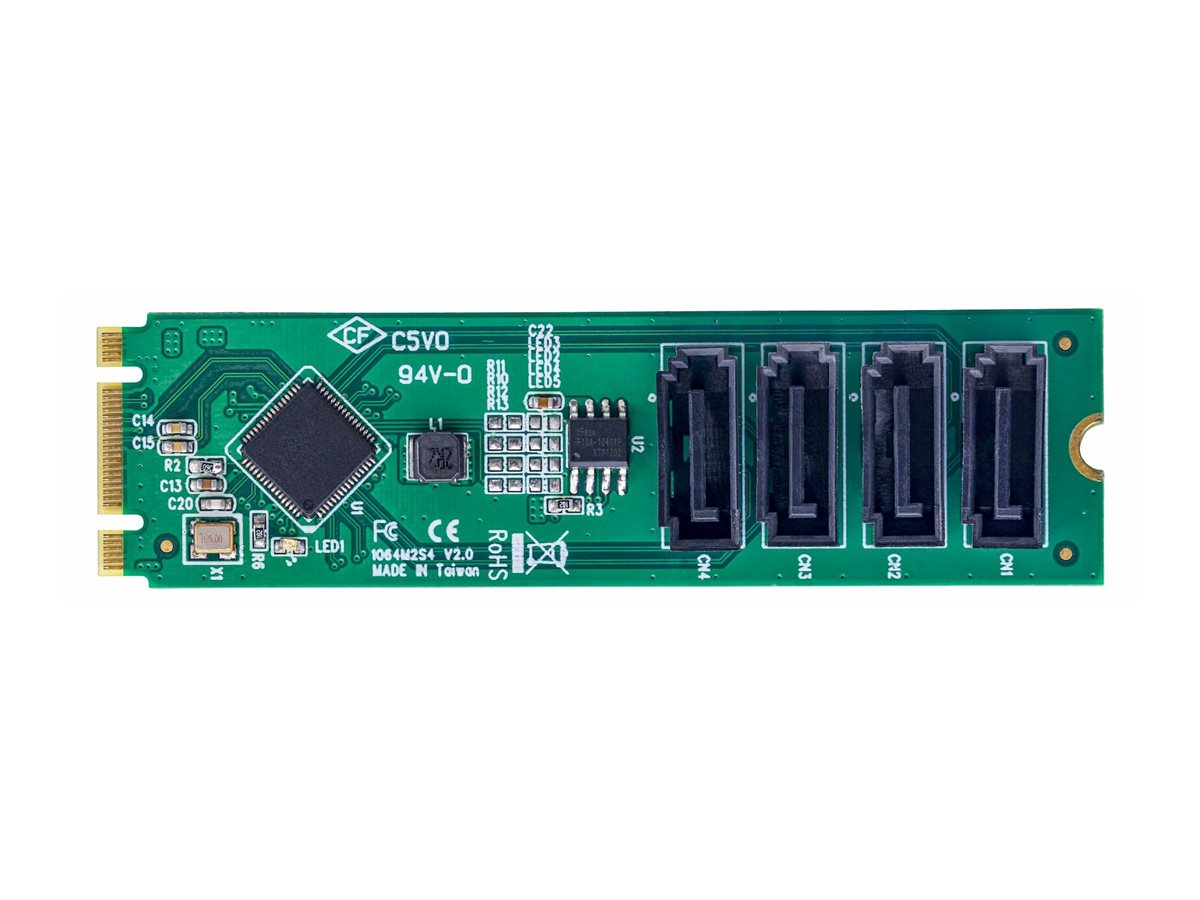 STARTECH.COM 4-Port M.2 NVMe zu SATA Adapterkarte M.2 PCIe 3.0 auf SATA HDD/SSD Adapter M2 auf SATA fur Windows/macOS/Linux