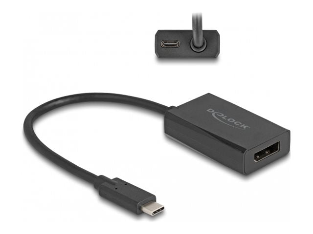 DELOCK Adapter DisplayPort Buchse zu USB Type-C Stecker DP Alt Mode 4K mit PD 85 W - Vorderansicht