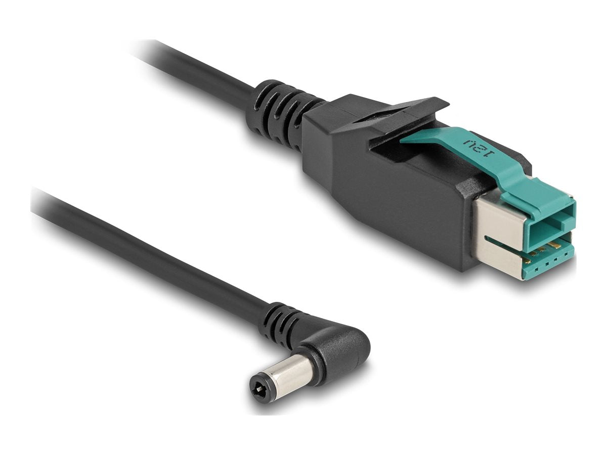DELOCK PoweredUSB Kabel Stecker 12 V zu DC 5,5 x 2,5mm Stecker gewinkelt 3m - Vorderansicht