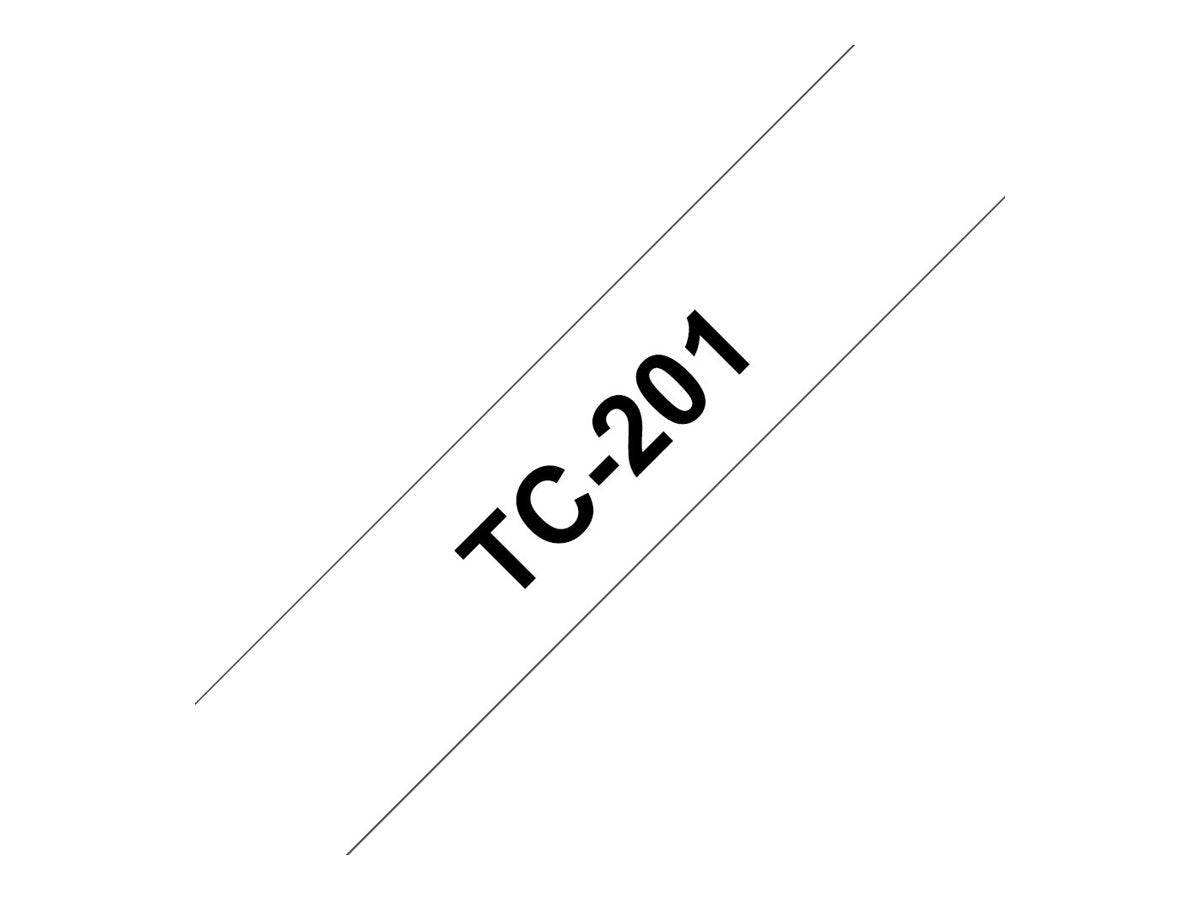 BROTHER P-Touch TC-201 schwarz auf weiss 12mm - Vorderansicht