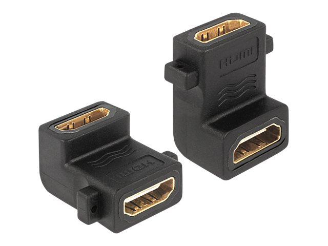 DELOCK Adapter HDMI-A Buchse > A Buchse 90G gewinkelt mit Schraubanschluss - Vorderansicht